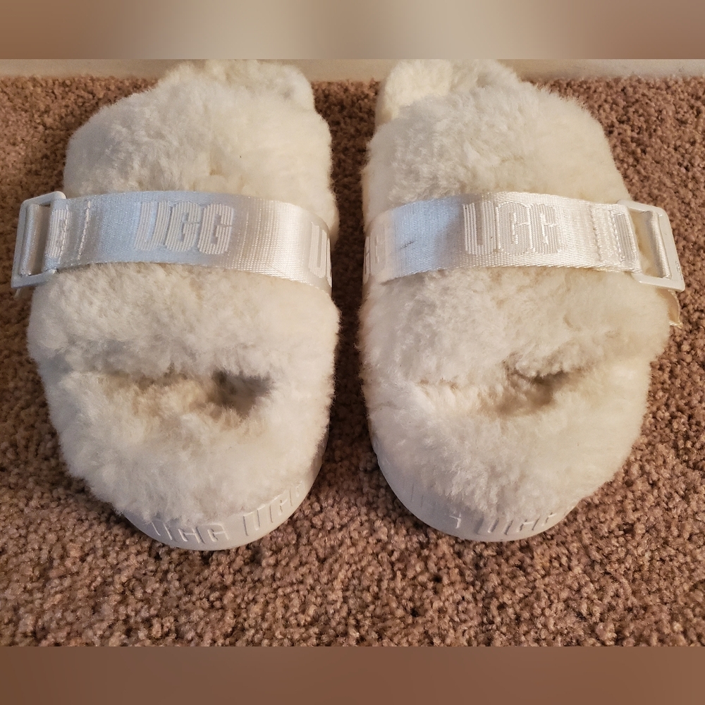 UGG FLUFFITA SLIDE SHEARLING PLATFORM SANDALS SHOE 8 - Picture 4 of 13